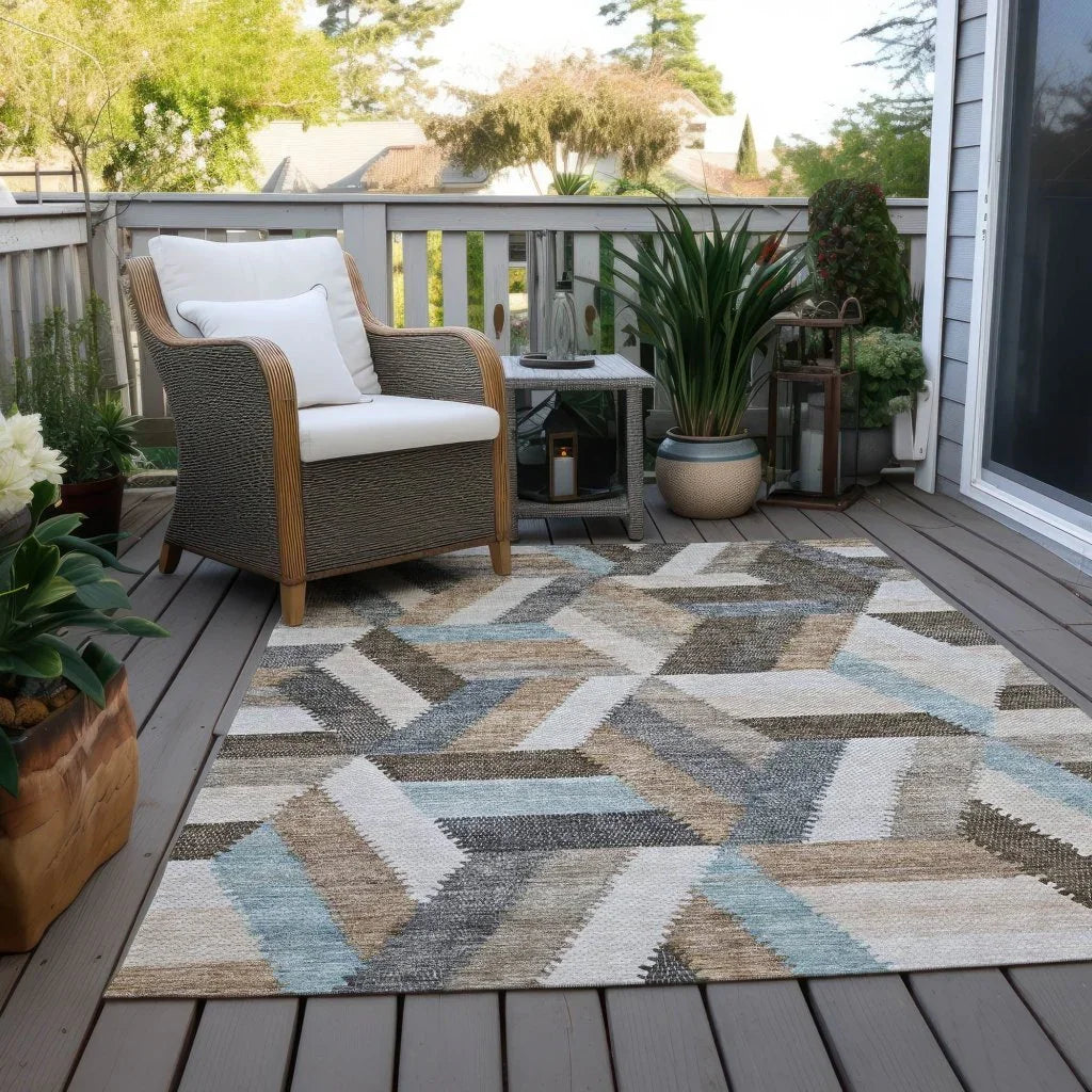 LOOMLAN Rugs Viella Brown Washable Indoor-Outdoor Rug