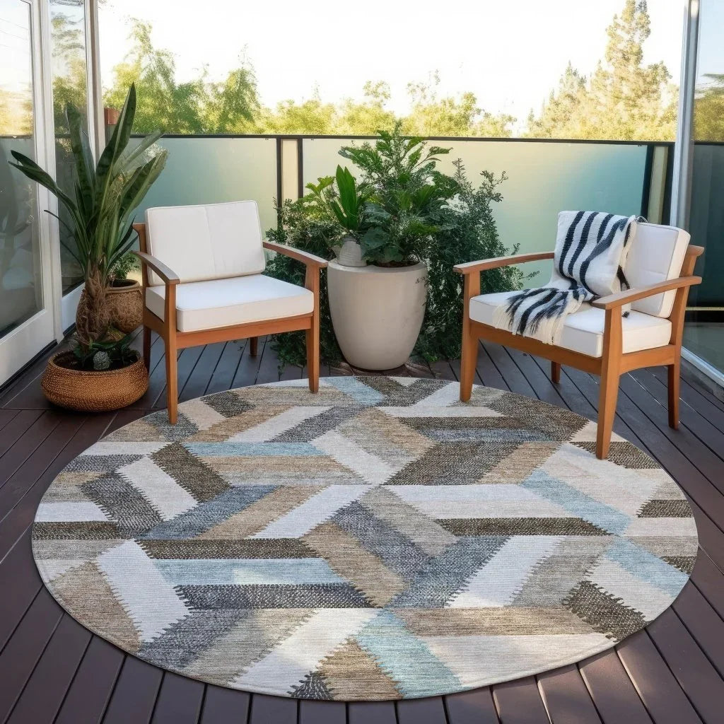 LOOMLAN Rugs Viella Brown Washable Indoor-Outdoor Rug
