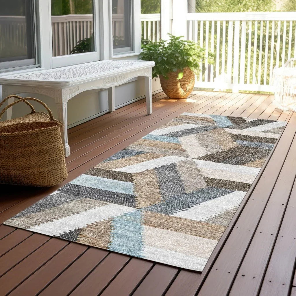 LOOMLAN Rugs Viella Brown Washable Indoor-Outdoor Rug
