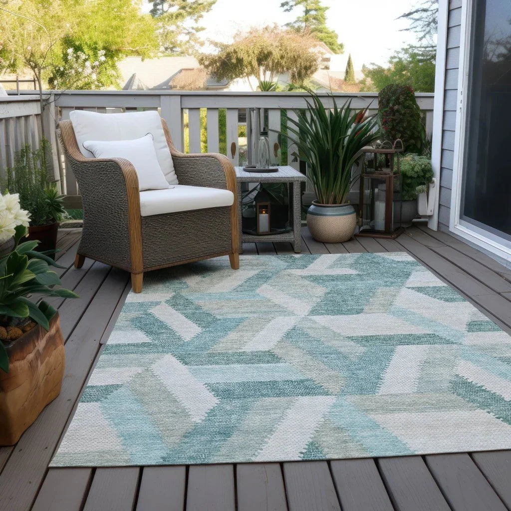 LOOMLAN Rugs Viella Teal Washable Indoor-Outdoor Rug