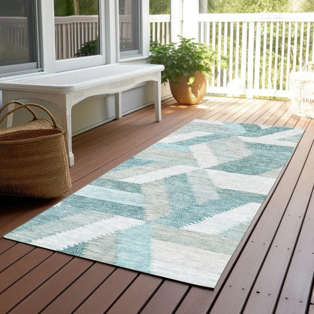 LOOMLAN Rugs Viella Teal Washable Indoor-Outdoor Rug