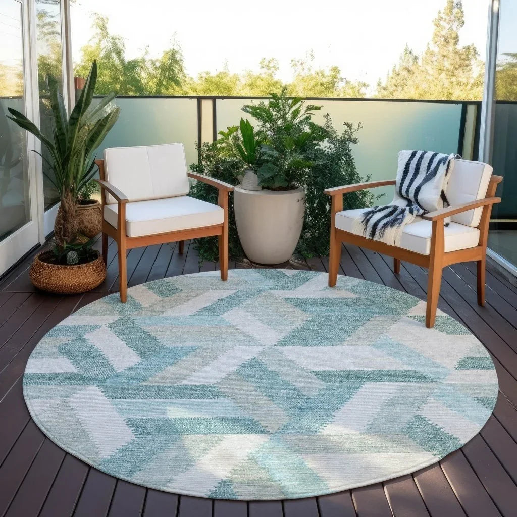 LOOMLAN Rugs Viella Teal Washable Indoor-Outdoor Rug