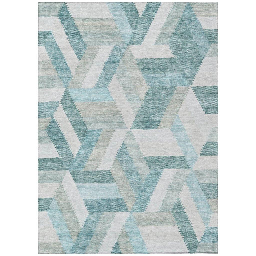 LOOMLAN Rugs Viella Teal Washable Indoor-Outdoor Rug