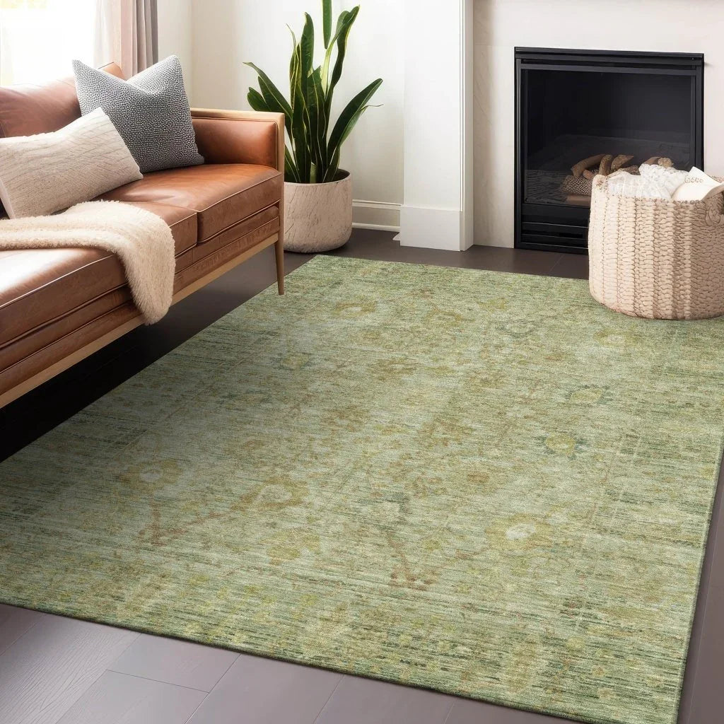 LOOMLAN Rugs Vilnius Green Washable Indoor-Outdoor Rug