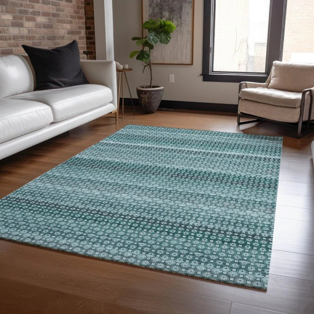 LOOMLAN Rugs Violina Teal Washable Indoor-Outdoor Rug