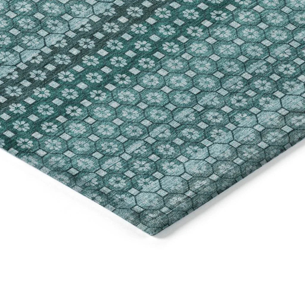 LOOMLAN Rugs Violina Teal Washable Indoor-Outdoor Rug