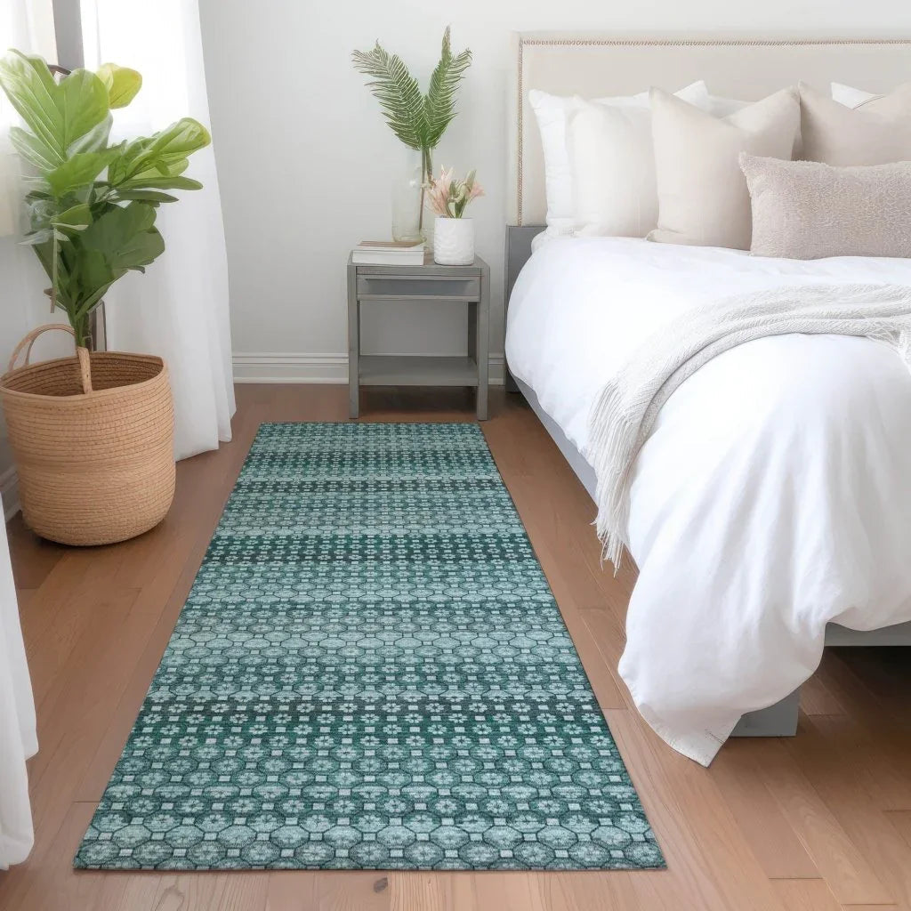 LOOMLAN Rugs Violina Teal Washable Indoor-Outdoor Rug