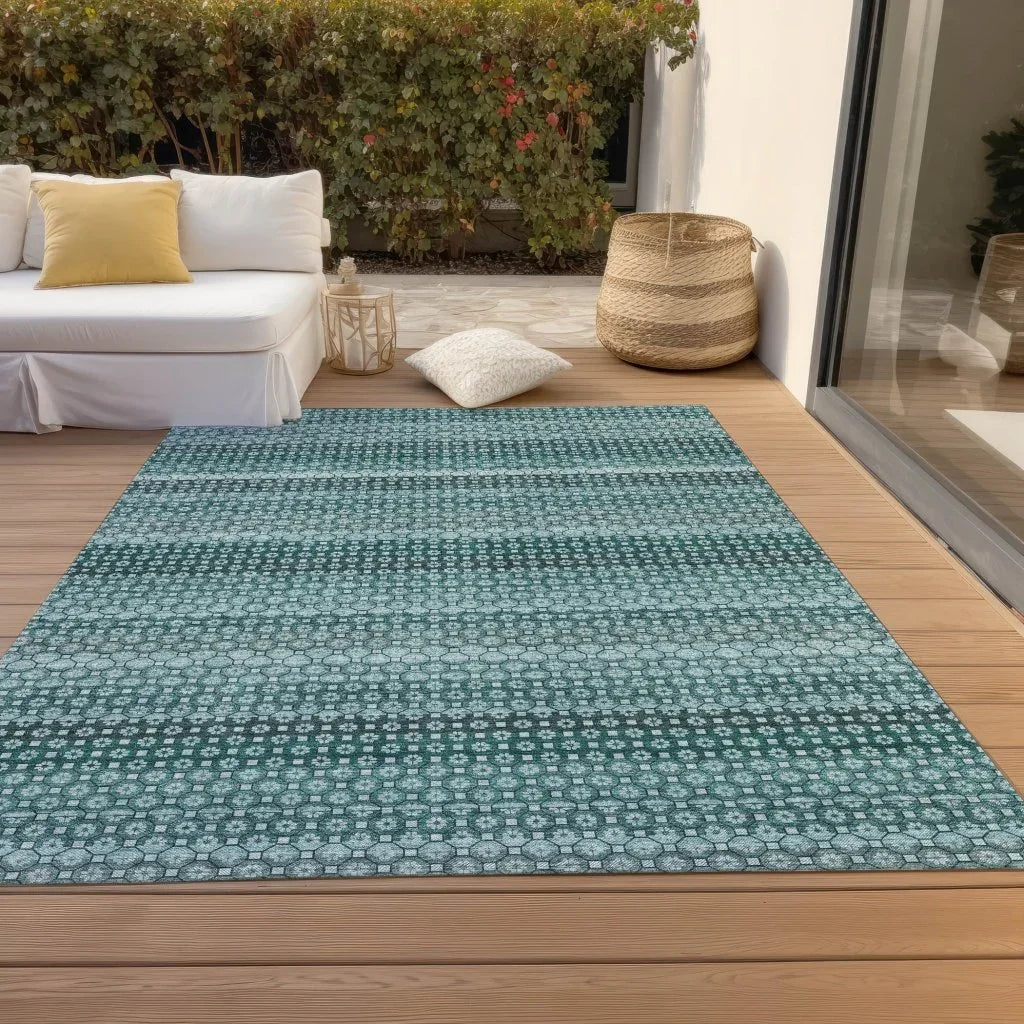 LOOMLAN Rugs Violina Teal Washable Indoor-Outdoor Rug