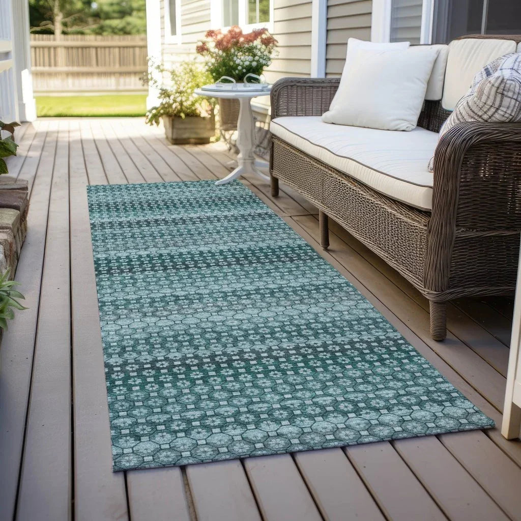 LOOMLAN Rugs Violina Teal Washable Indoor-Outdoor Rug