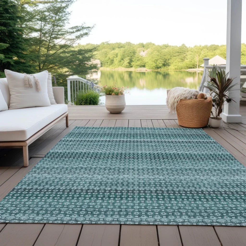 LOOMLAN Rugs Violina Teal Washable Indoor-Outdoor Rug