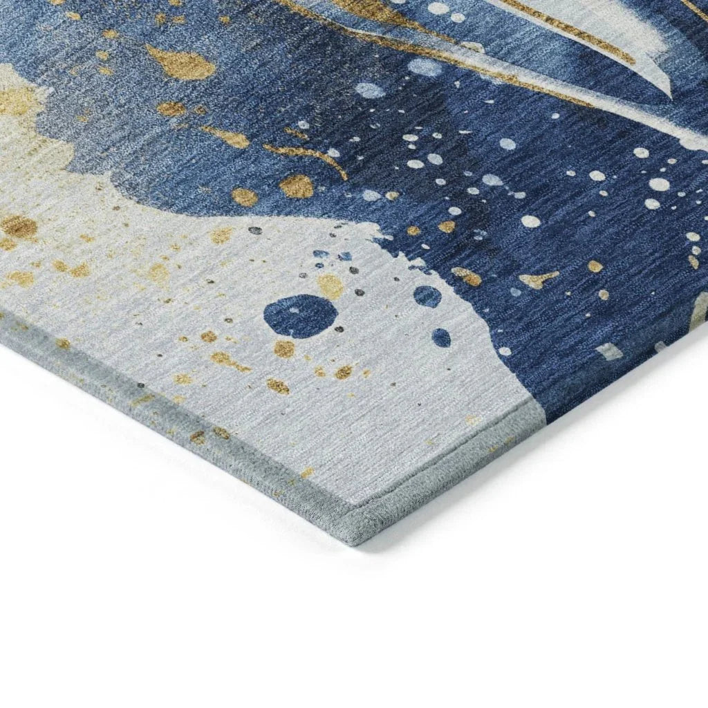 LOOMLAN Rugs Vionetta Blue Washable Indoor-Outdoor Rug