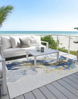 LOOMLAN Rugs Vionetta Blue Washable Indoor-Outdoor Rug