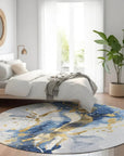 LOOMLAN Rugs Vionetta Blue Washable Indoor-Outdoor Rug