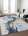LOOMLAN Rugs Vionetta Blue Washable Indoor-Outdoor Rug