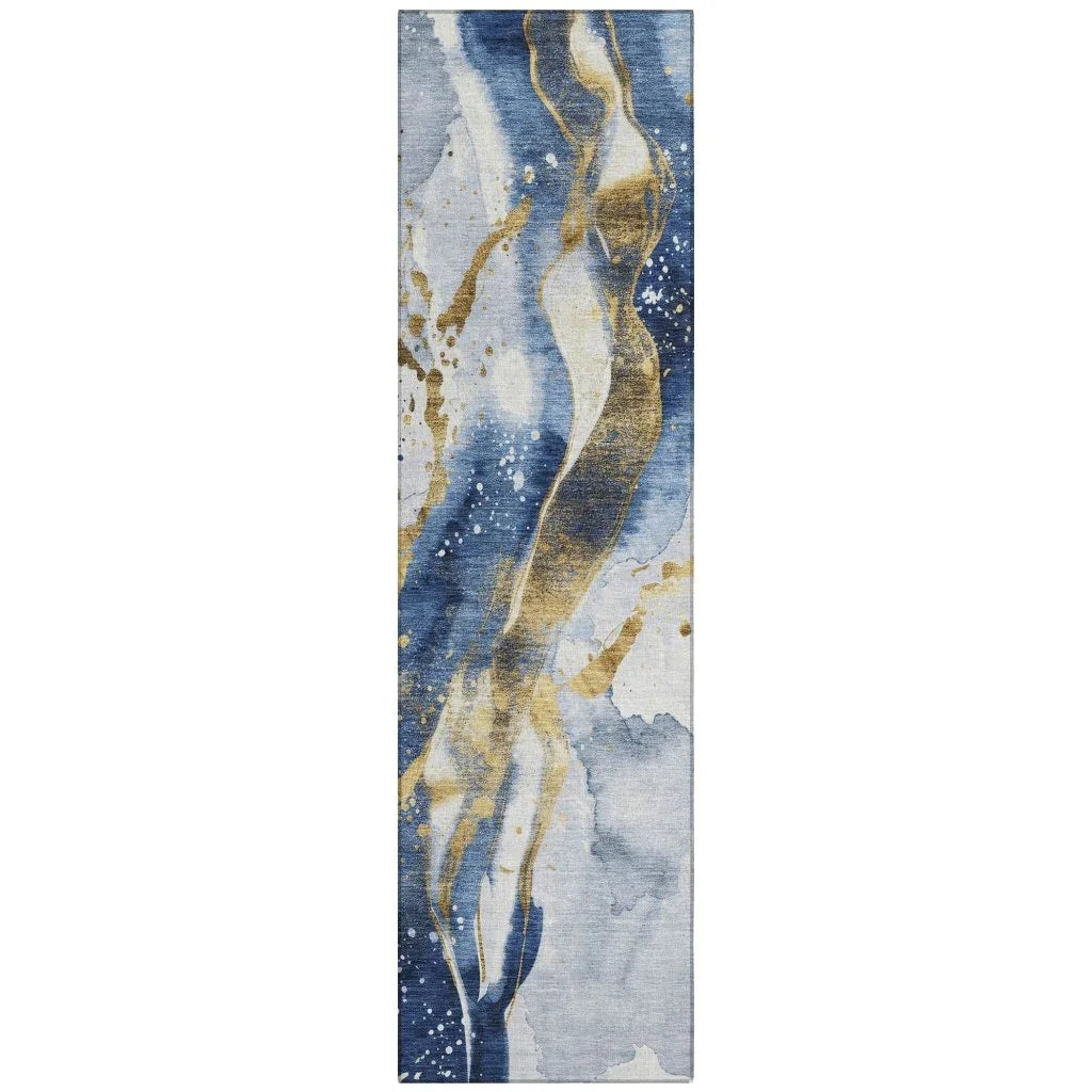 LOOMLAN Rugs Vionetta Blue Washable Indoor-Outdoor Rug
