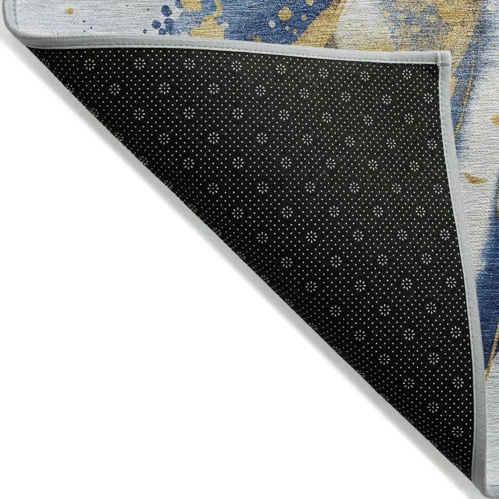 LOOMLAN Rugs Vionetta Blue Washable Indoor-Outdoor Rug