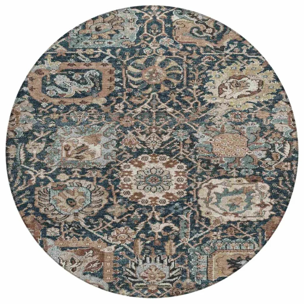 LOOMLAN Rugs Vionith Brown Washable Indoor-Outdoor Rug