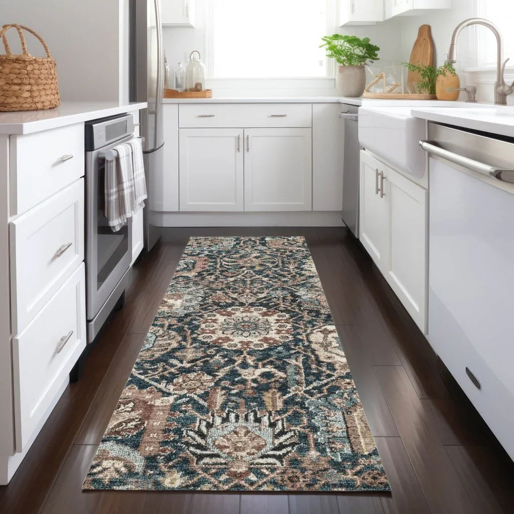 LOOMLAN Rugs Vionith Brown Washable Indoor-Outdoor Rug