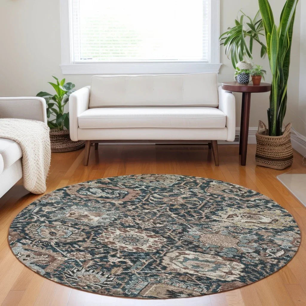 LOOMLAN Rugs Vionith Brown Washable Indoor-Outdoor Rug
