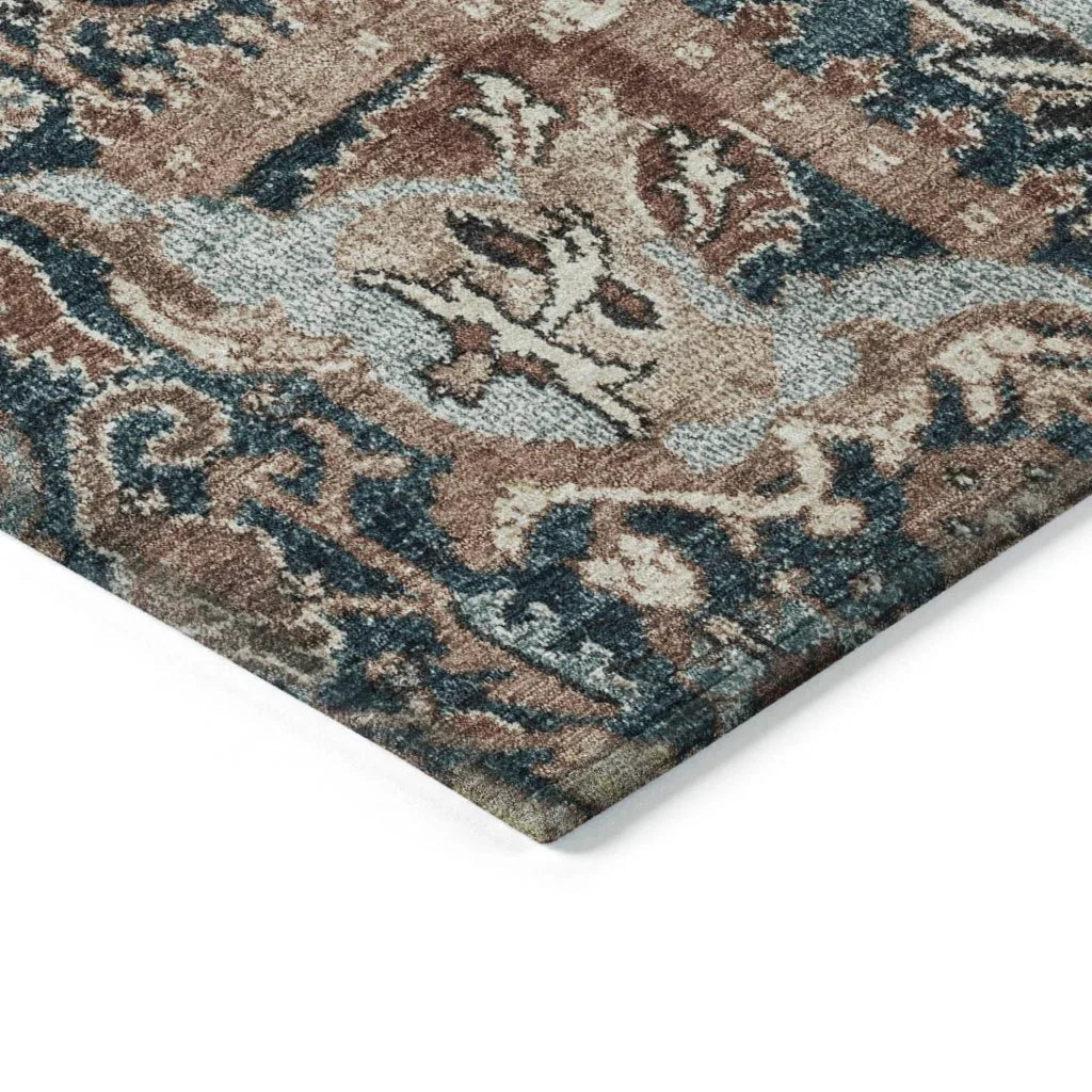 LOOMLAN Rugs Vionith Brown Washable Indoor-Outdoor Rug