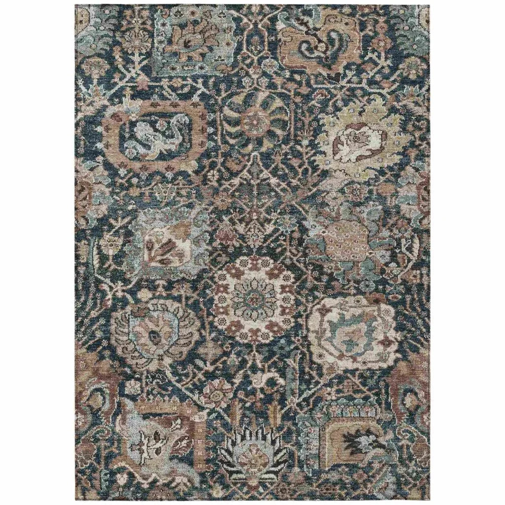 LOOMLAN Rugs Vionith Brown Washable Indoor-Outdoor Rug