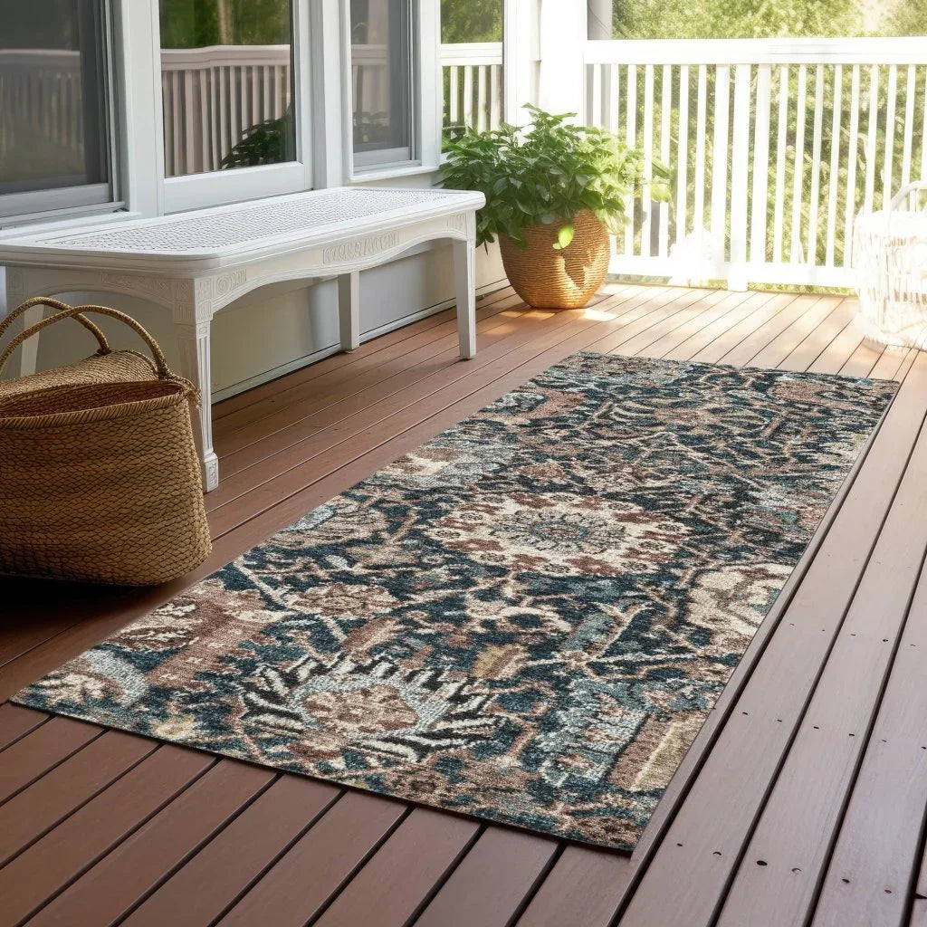 LOOMLAN Rugs Vionith Brown Washable Indoor-Outdoor Rug