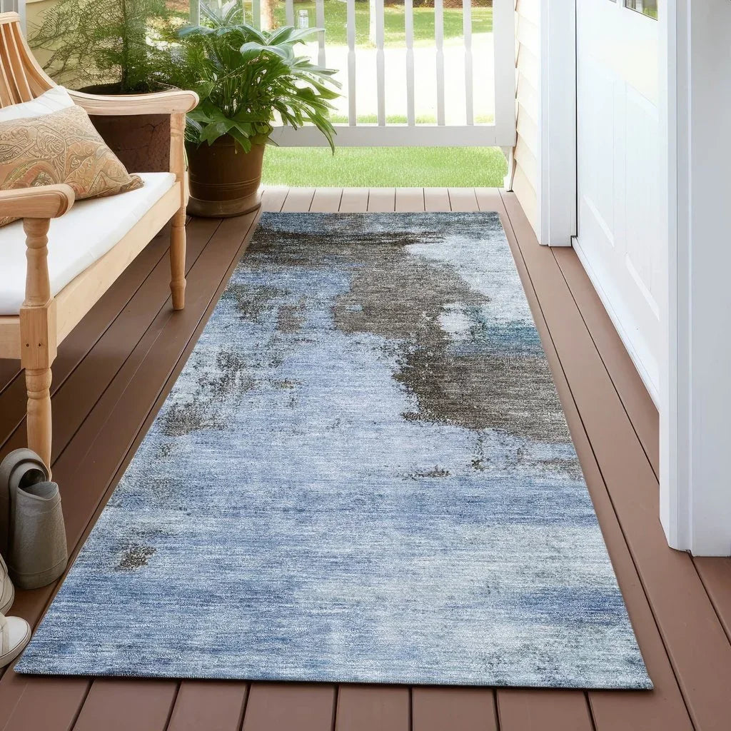 LOOMLAN Rugs Vionna Blue Washable Indoor-Outdoor Rug
