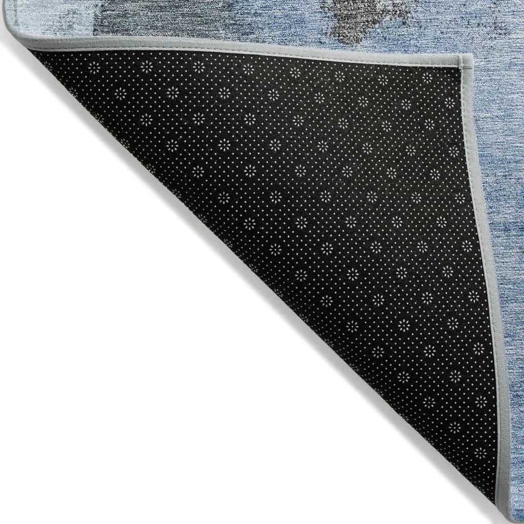 LOOMLAN Rugs Vionna Blue Washable Indoor-Outdoor Rug