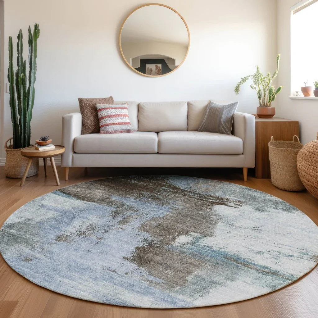 LOOMLAN Rugs Vionna Blue Washable Indoor-Outdoor Rug