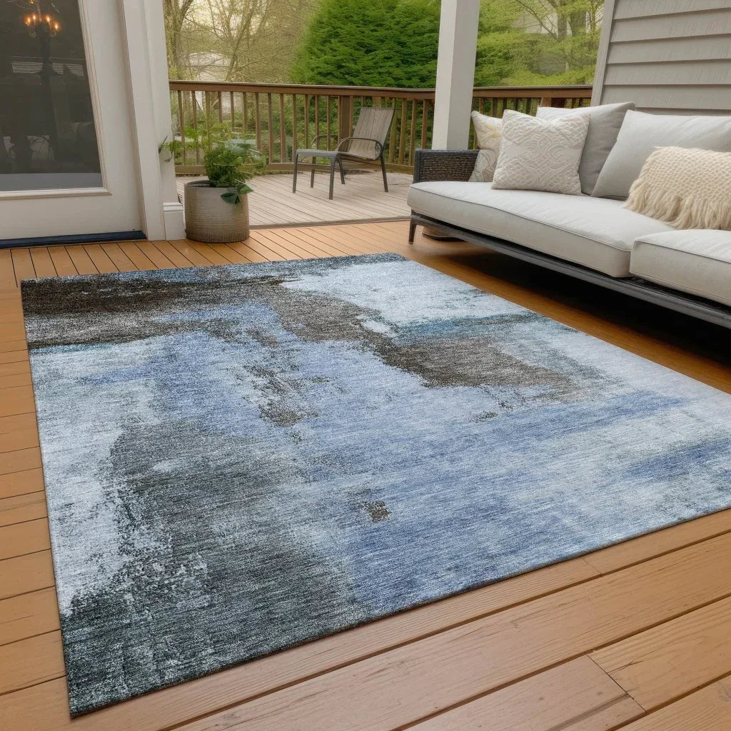 LOOMLAN Rugs Vionna Blue Washable Indoor-Outdoor Rug