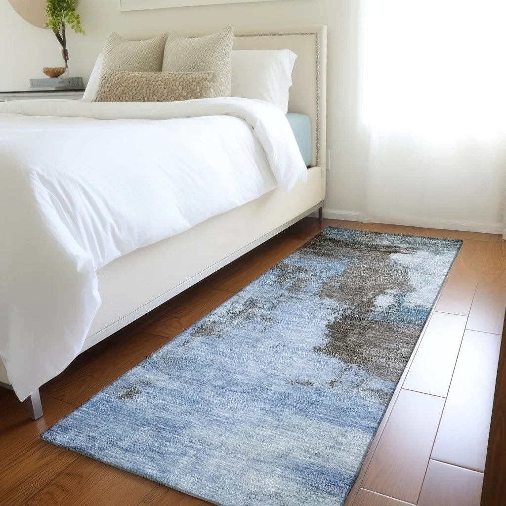 LOOMLAN Rugs Vionna Blue Washable Indoor-Outdoor Rug