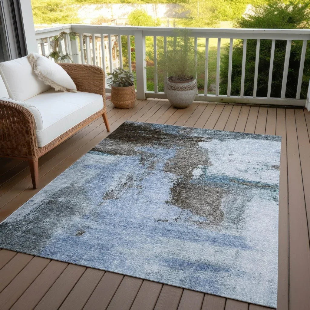 LOOMLAN Rugs Vionna Blue Washable Indoor-Outdoor Rug