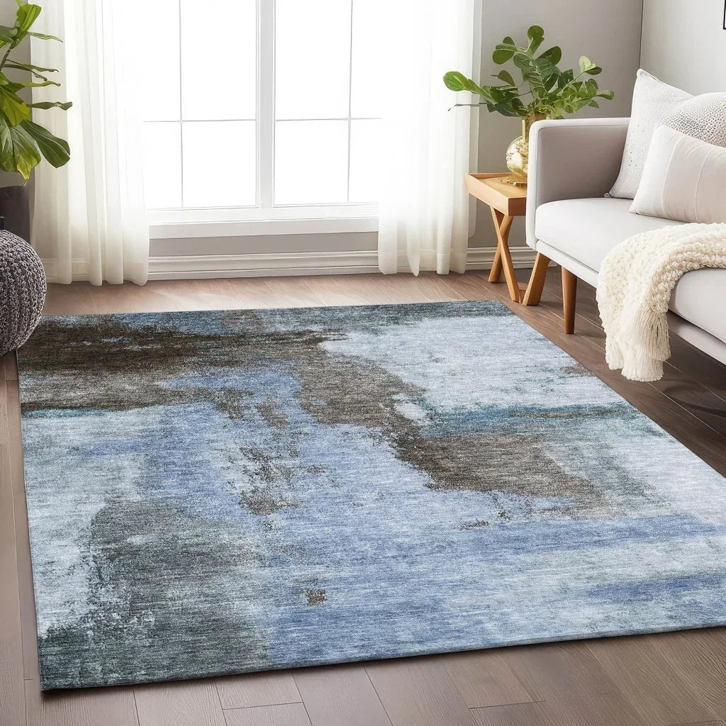 LOOMLAN Rugs Vionna Blue Washable Indoor-Outdoor Rug