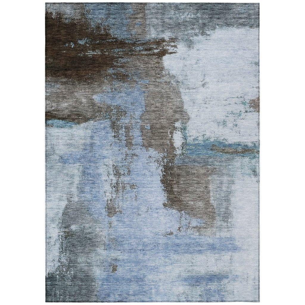LOOMLAN Rugs Vionna Blue Washable Indoor-Outdoor Rug