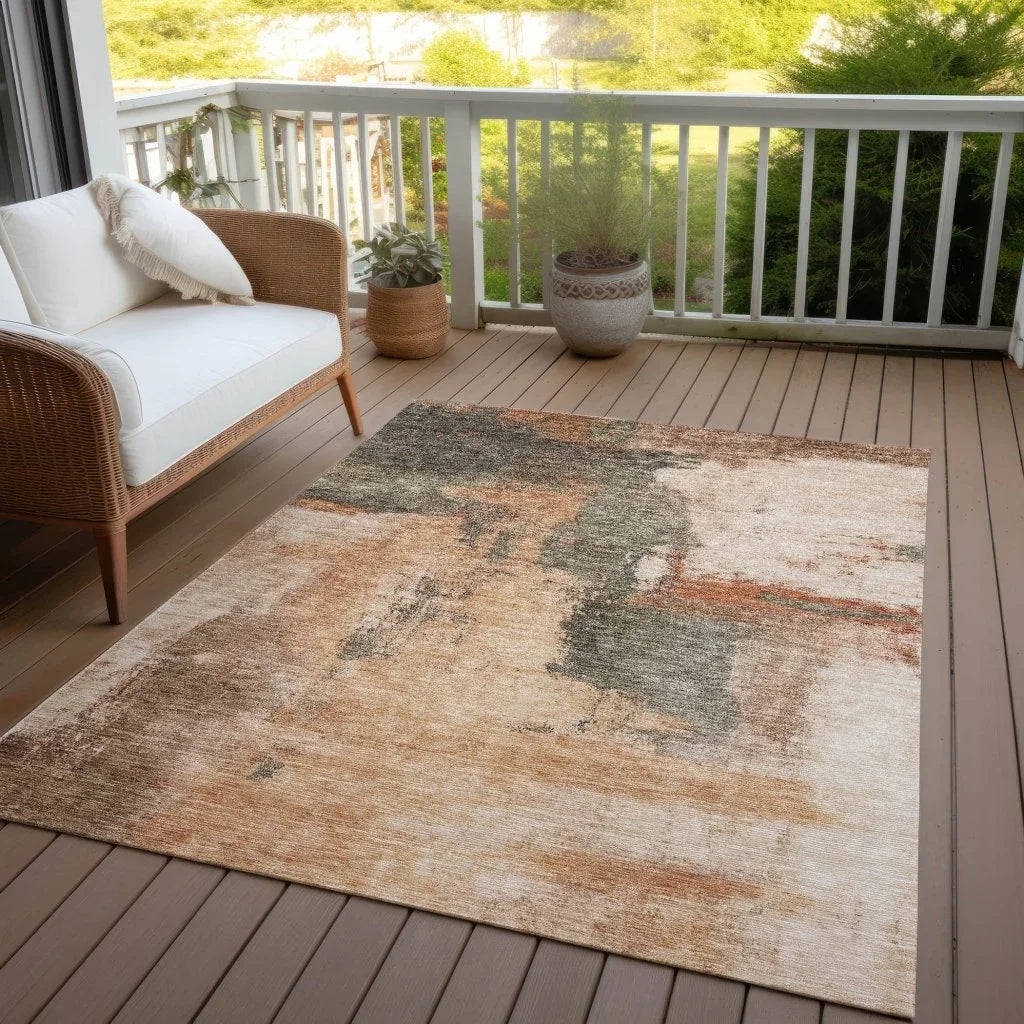 LOOMLAN Rugs Vionna Orange Washable Indoor-Outdoor Rug