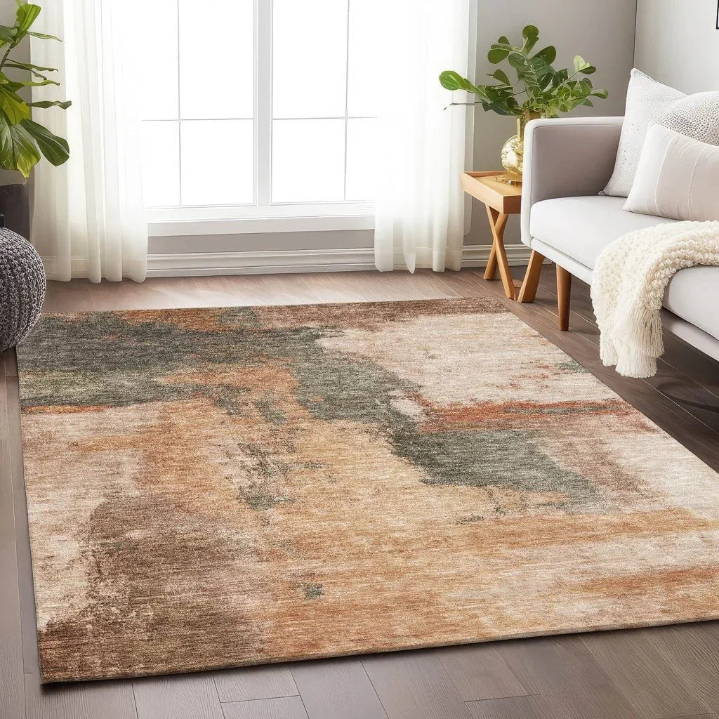 LOOMLAN Rugs Vionna Orange Washable Indoor-Outdoor Rug