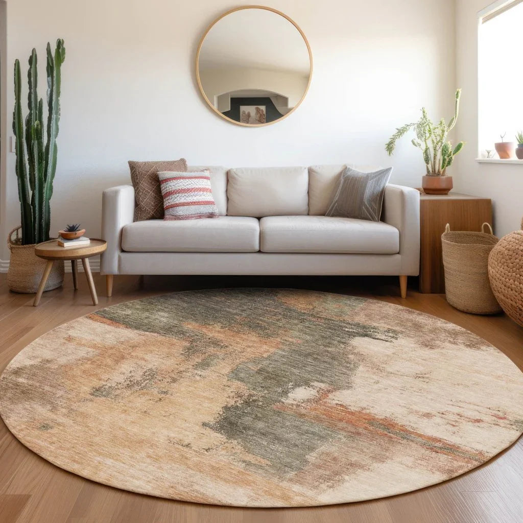 LOOMLAN Rugs Vionna Orange Washable Indoor-Outdoor Rug