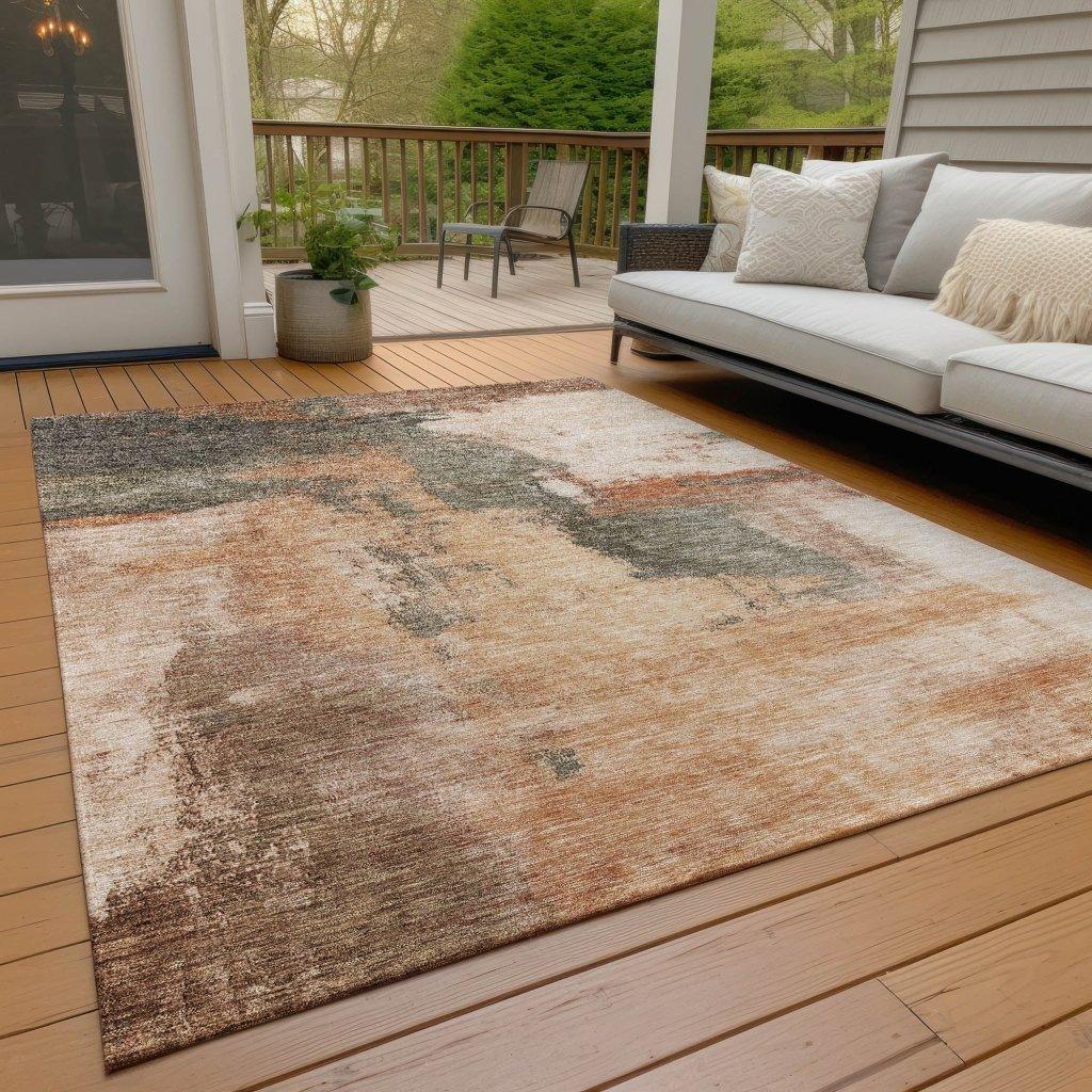 LOOMLAN Rugs Vionna Orange Washable Indoor-Outdoor Rug