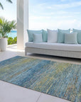 LOOMLAN Rugs Viya Blue Washable Indoor-Outdoor Rug
