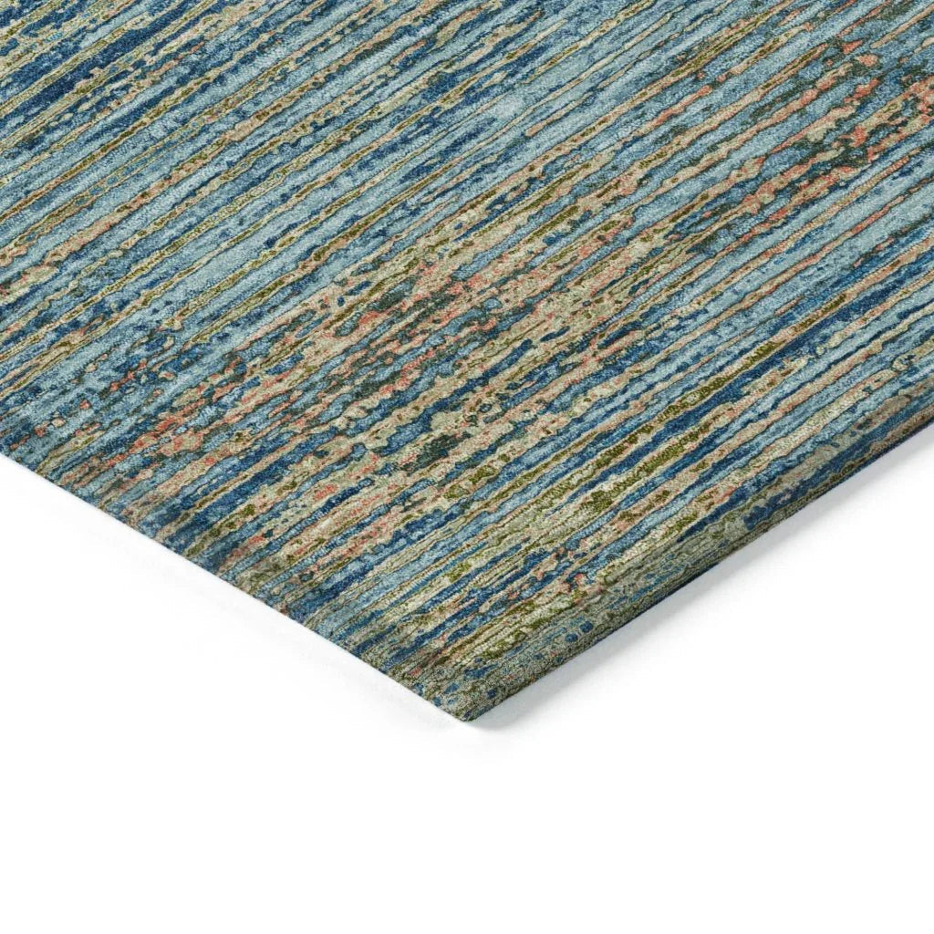 LOOMLAN Rugs Viya Blue Washable Indoor-Outdoor Rug