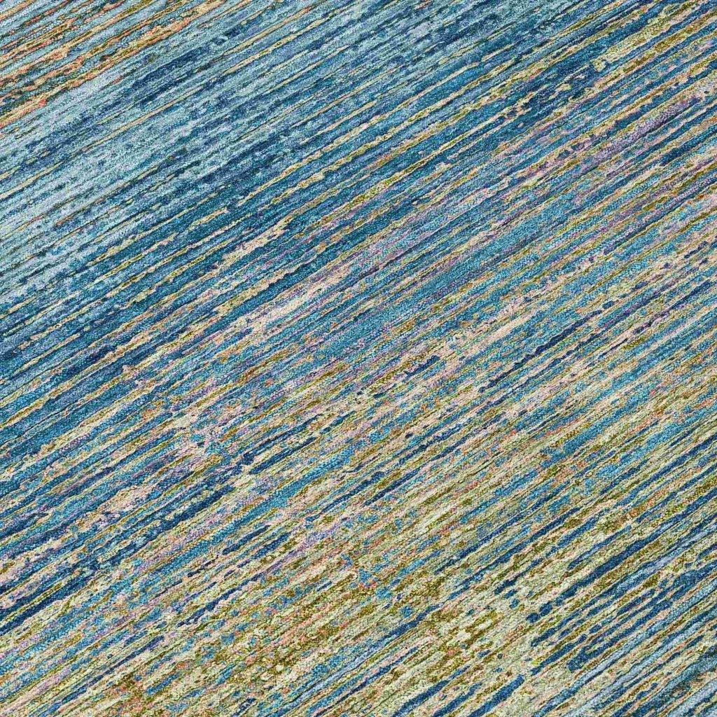 LOOMLAN Rugs Viya Blue Washable Indoor-Outdoor Rug