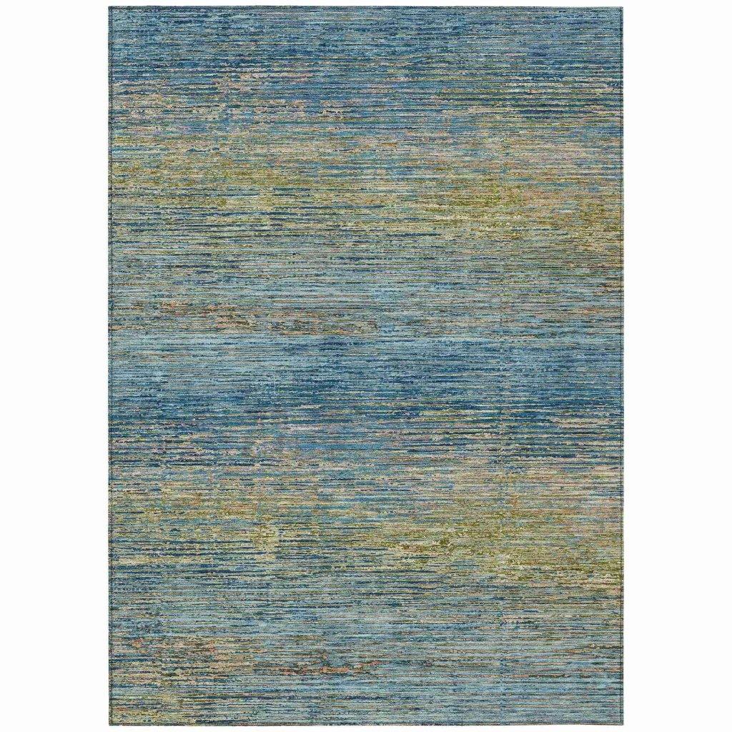 LOOMLAN Rugs Viya Blue Washable Indoor-Outdoor Rug