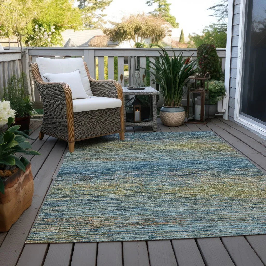 LOOMLAN Rugs Viya Blue Washable Indoor-Outdoor Rug