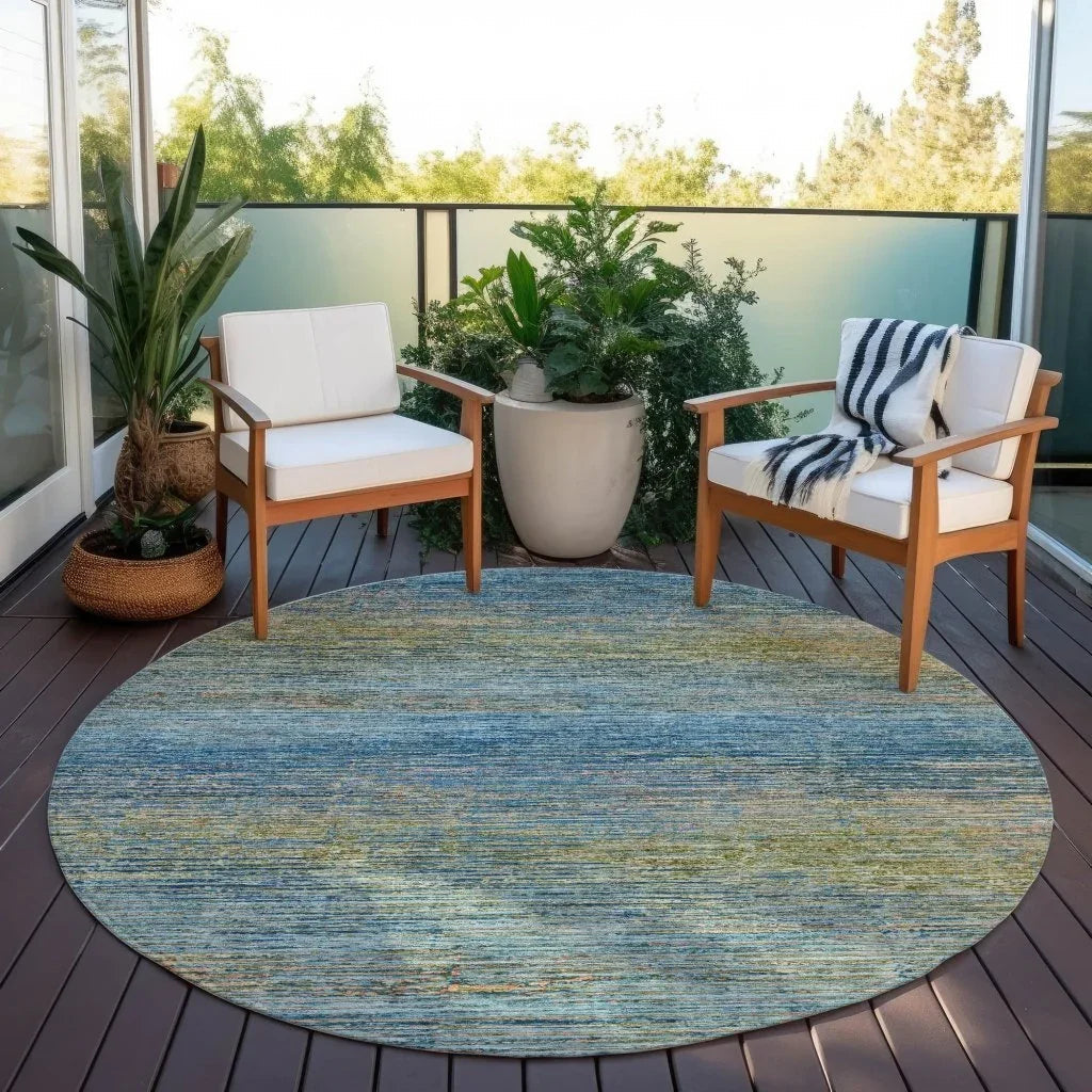 LOOMLAN Rugs Viya Blue Washable Indoor-Outdoor Rug