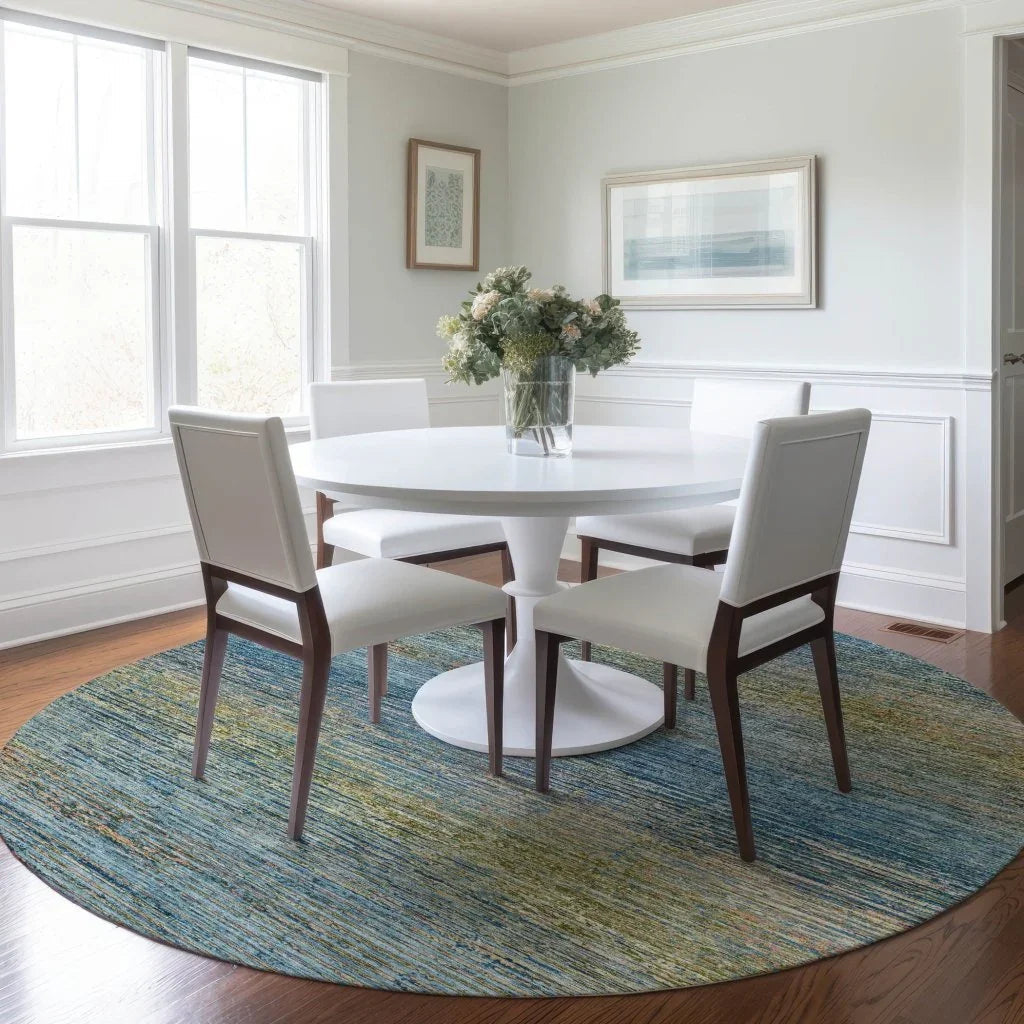 LOOMLAN Rugs Viya Blue Washable Indoor-Outdoor Rug