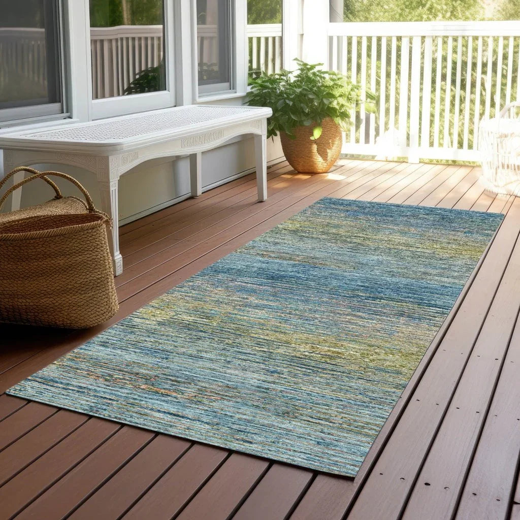 LOOMLAN Rugs Viya Blue Washable Indoor-Outdoor Rug
