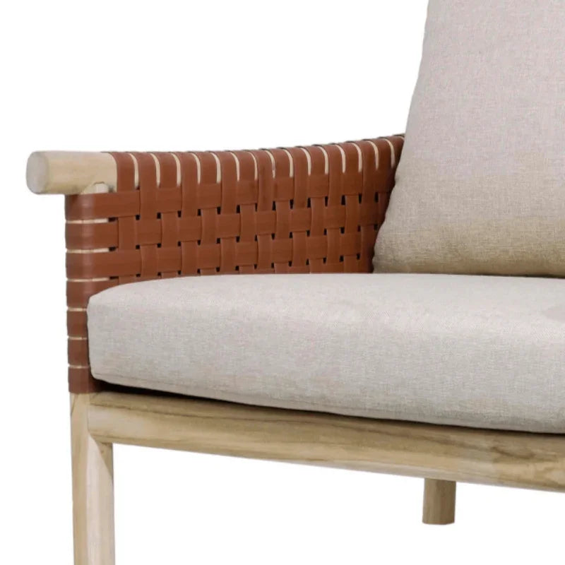 Artesia Wade Wood Framed Leather Patio Chair