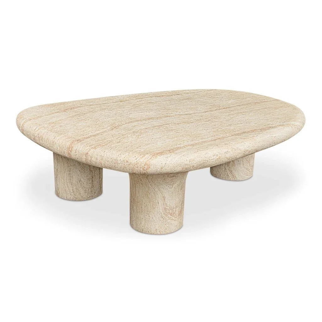 Warby Faux Travertine Cement Outdoor Coffee Table - LOOMLAN - Moe's Home - Outdoor Coffee Tables