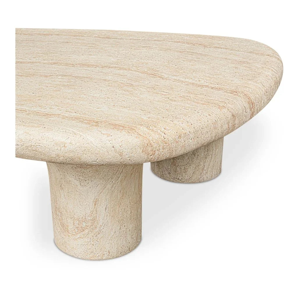 Warby Faux Travertine Cement Outdoor Coffee Table - LOOMLAN - Moe&#39;s Home - Outdoor Coffee Tables