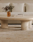 Warby Faux Travertine Cement Outdoor Coffee Table - LOOMLAN - Moe's Home - Outdoor Coffee Tables